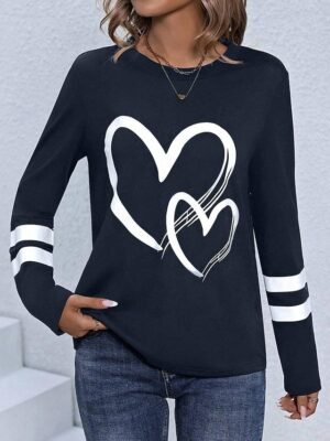 Casual Regular Print Crew Neck Long Sleeve Top - Image 1
