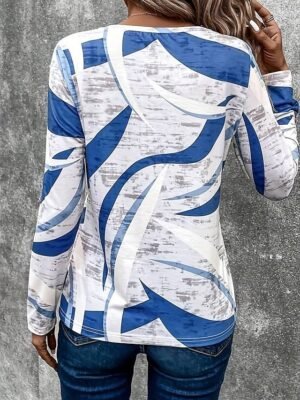 Casual Regular Print Crew Neck Long Sleeve Top - Image 2