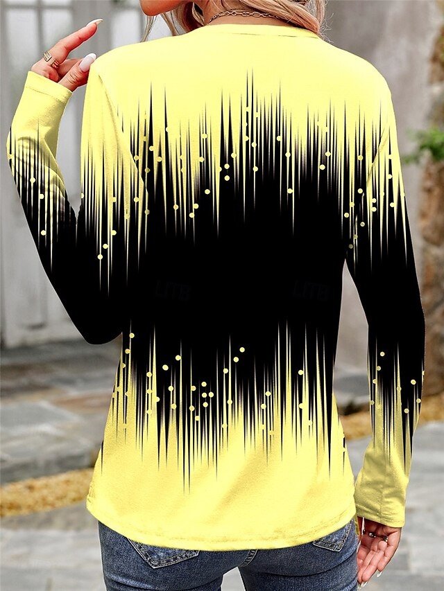 Casual Regular Print Crew Neck Long Sleeve Top - Image 2