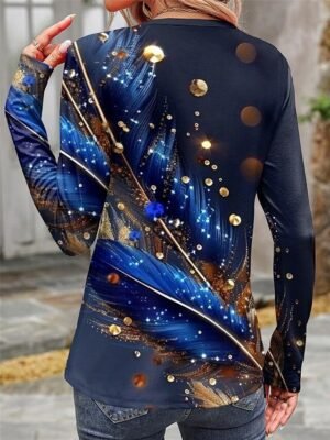 Casual Regular Print Crew Neck Long Sleeve Top - Image 2