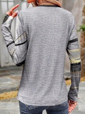 Casual Regular Print Crew Neck Long Sleeve Top - Image 2