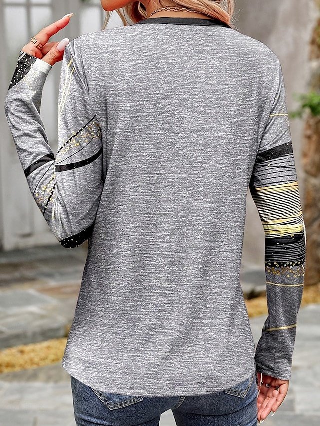 Casual Regular Print Crew Neck Long Sleeve Top - Image 2