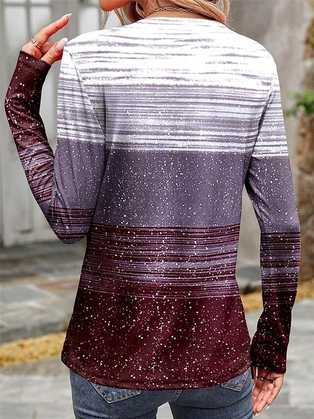 Casual Regular Print Crew Neck Long Sleeve Top - Image 2