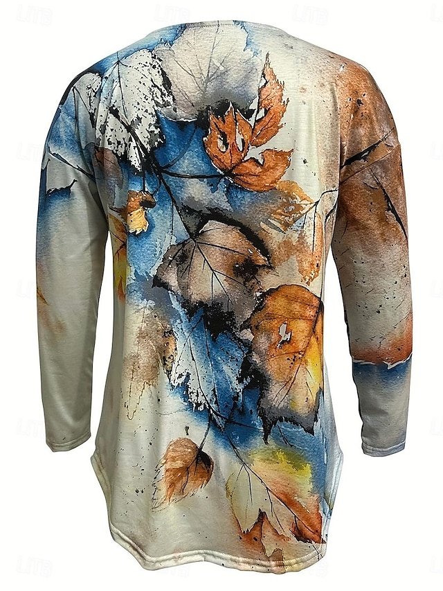 Casual Regular Print Crew Neck Long Sleeve Top - Image 2