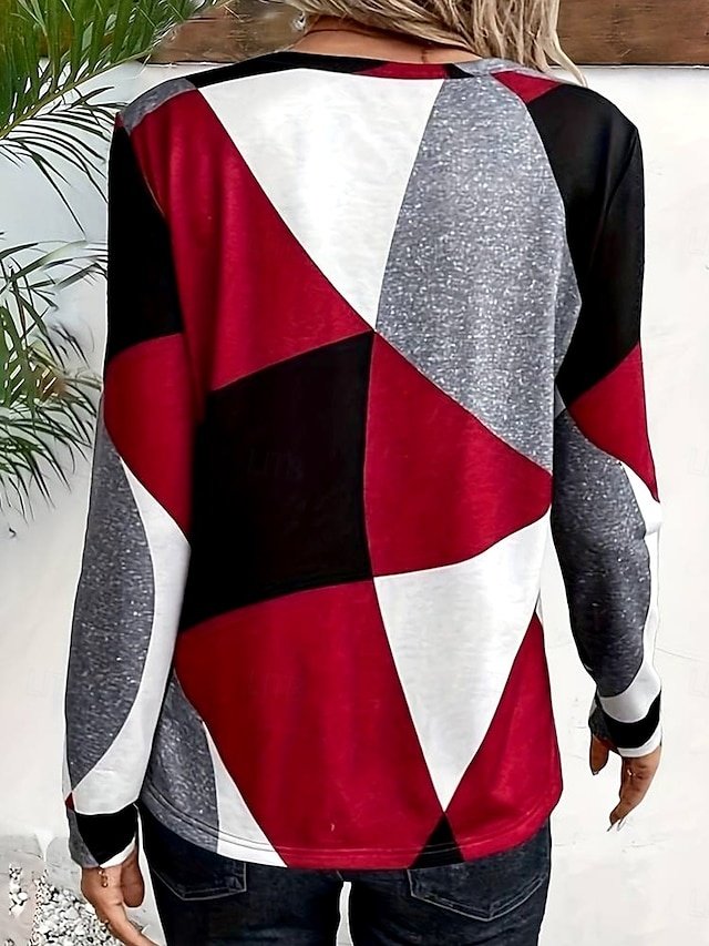 Casual Regular Print Crew Neck Long Sleeve Top - Image 2