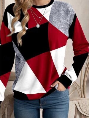 Casual Regular Print Crew Neck Long Sleeve Top - Image 9