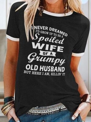 Casual Regular Print Round Neck Short Sleeve T-Shirt - Image 1