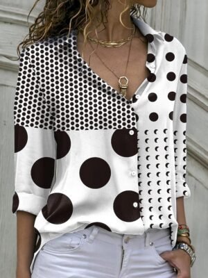 Casual Regular Print Shirt Collar Long Sleeve Blouse - Image 2
