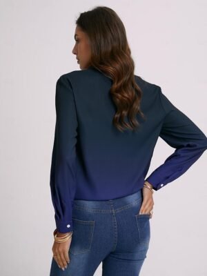 Casual Regular Print Shirt Collar Long Sleeve Blouse - Image 4