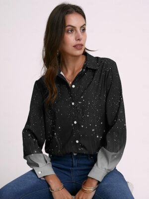 Casual Regular Print Shirt Collar Long Sleeve Blouse - Image 4