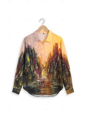 Casual Regular Print Shirt Collar Long Sleeve Blouse - Image 5