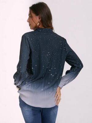 Casual Regular Print Shirt Collar Long Sleeve Blouse - Image 6