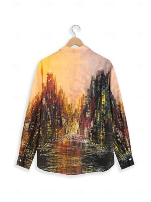 Casual Regular Print Shirt Collar Long Sleeve Blouse - Image 6