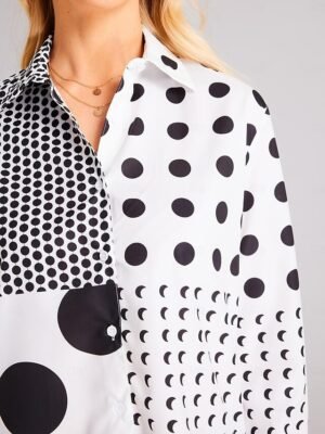 Casual Regular Print Shirt Collar Long Sleeve Blouse - Image 8