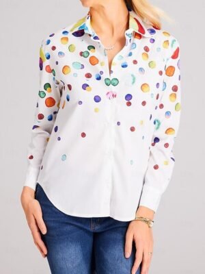 Casual Regular Printed Shirt Collar Long Sleeve Blouse - Image 3