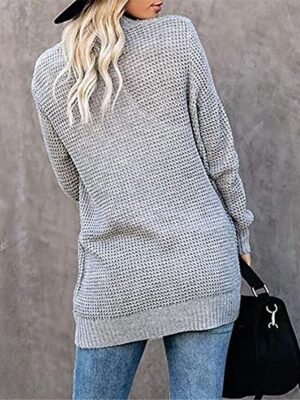 Casual Regular Pure Color Open Front Long Sleeve Cardigan - Image 3