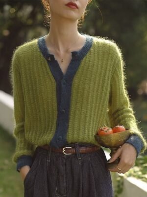 Casual Regular Pure Colour Crew Neck Long Sleeve Cardigan - Image 1