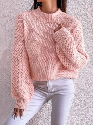 Casual Regular Pure Colour Crew Neck Long Sleeve Knit Jumper - Image 1