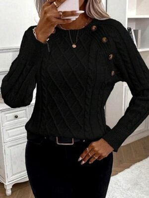 Casual Regular Pure Colour Crew Neck Long Sleeve Knitted Top - Image 11
