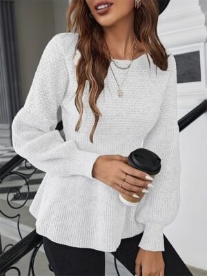 Casual Regular Pure Colour Crew Neck Long Sleeve Sweater - Image 11