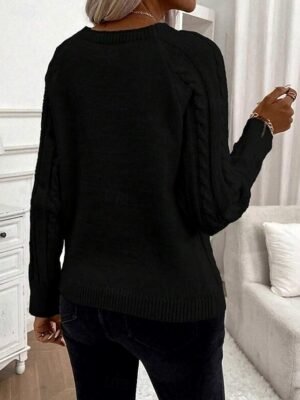 Casual Regular Pure Colour Crew Neck Long Sleeve Knitted Top - Image 12