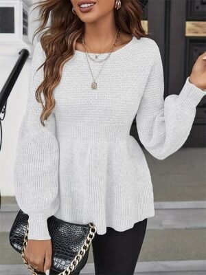 Casual Regular Pure Colour Crew Neck Long Sleeve Sweater - Image 13