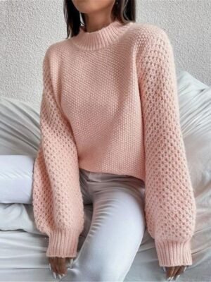 Casual Regular Pure Colour Crew Neck Long Sleeve Knit Jumper - Image 2