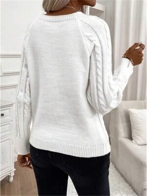 Casual Regular Pure Colour Crew Neck Long Sleeve Knitted Top - Image 2