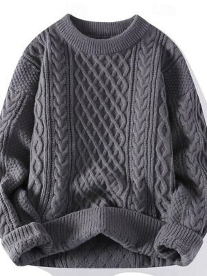 Casual Regular Pure Colour Crew Neck Long Sleeve Knitted Top - Image 3