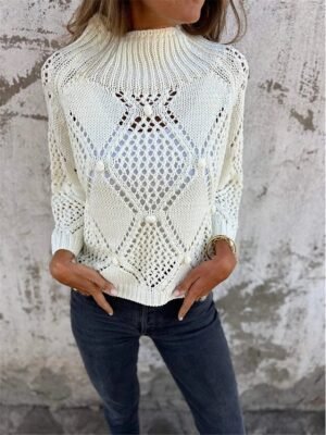 Casual Regular Pure Colour Crew Neck Long Sleeve Knit Jumper - Image 3