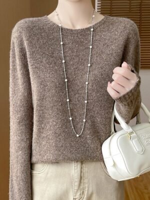 Casual Regular Pure Colour Crew Neck Long Sleeve Jumper - Image 3