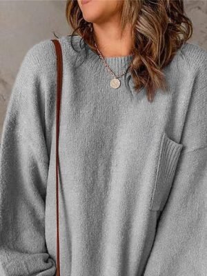 Casual Regular Pure Colour Crew Neck Long Sleeve Knitted Jumper - Image 3
