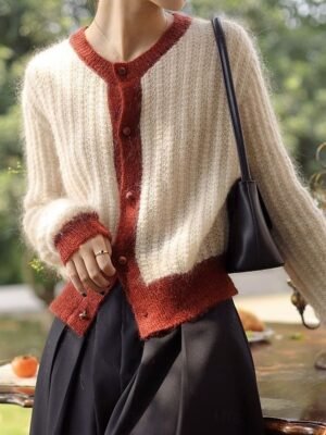 Casual Regular Pure Colour Crew Neck Long Sleeve Cardigan - Image 5