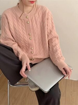 Casual Regular Pure Colour Crew Neck Long Sleeve Cardigan - Image 6