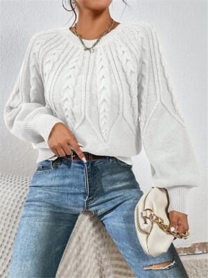 Casual Regular Pure Colour Crew Neck Long Sleeve Knitted Sweater - Image 6