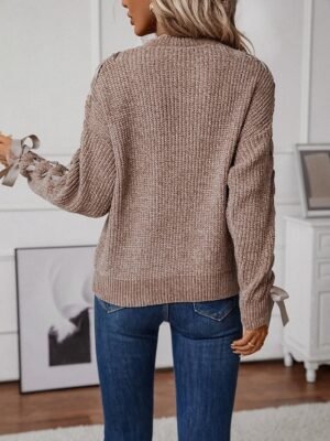 Casual Regular Pure Colour Crew Neck Long Sleeve Top - Image 6
