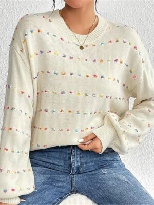 Casual Regular Pure Colour Crew Neck Long Sleeve Knitted Jumper - Image 6