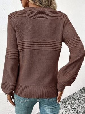 Casual Regular Pure Colour Crew Neck Long Sleeve Knitted Top - Image 7