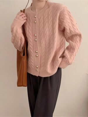 Casual Regular Pure Colour Crew Neck Long Sleeve Cardigan - Image 7