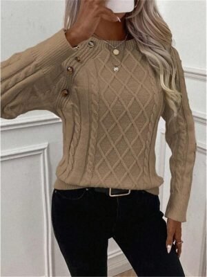 Casual Regular Pure Colour Crew Neck Long Sleeve Knitted Top - Image 7