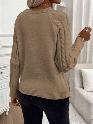 Casual Regular Pure Colour Crew Neck Long Sleeve Knitted Top - Image 8