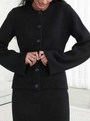 Casual Regular Pure Colour Crew Neck Long Sleeve Cardigan - Image 8