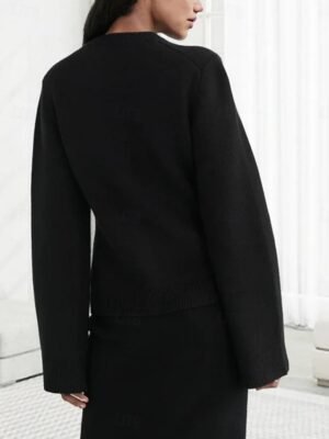 Casual Regular Pure Colour Crew Neck Long Sleeve Cardigan - Image 9