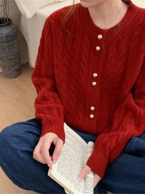 Casual Regular Pure Colour Crew Neck Long Sleeve Cardigan - Image 9