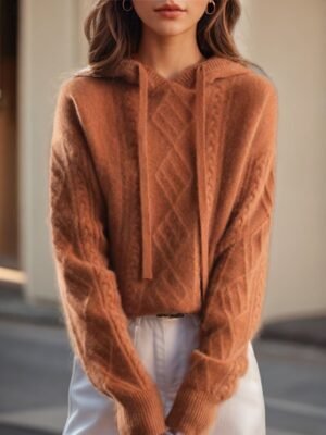 Casual Regular Pure Colour Hooded Long Sleeve Knit Sweater - Image 1