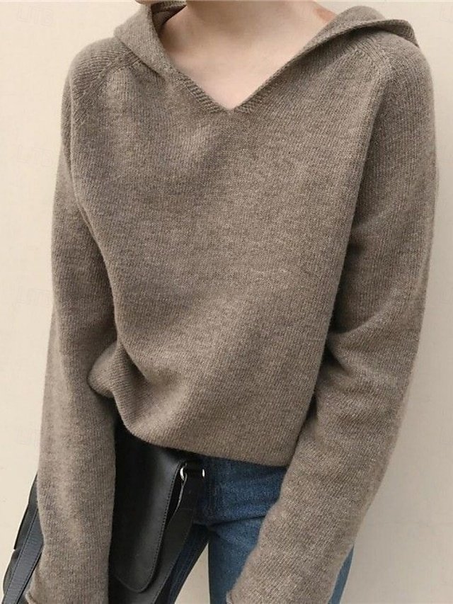 Casual Regular Pure Colour Hooded Long Sleeve Regular Sweater - Image 1