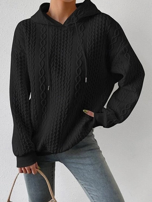 Casual Regular Pure Colour Hooded Long Sleeve Sweater - Image 1