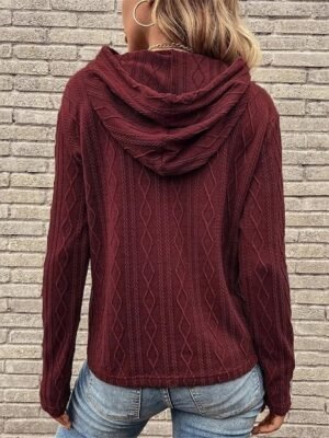 Casual Regular Pure Colour Hooded Long Sleeve Knit Jumper - Image 10