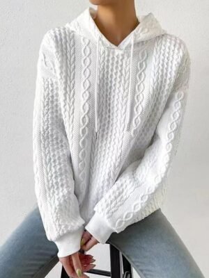 Casual Regular Pure Colour Hooded Long Sleeve Sweater - Image 3