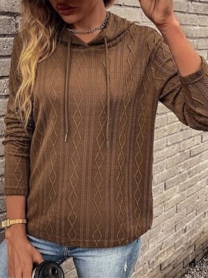 Casual Regular Pure Colour Hooded Long Sleeve Knit Jumper - Image 3